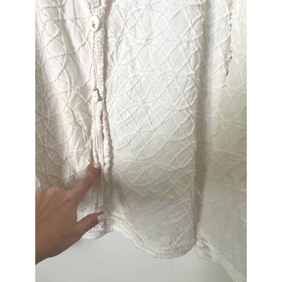 Vintage Linda Chapman White Cotton Button Front‎ Cardigan Top M - Picture 6 of 10